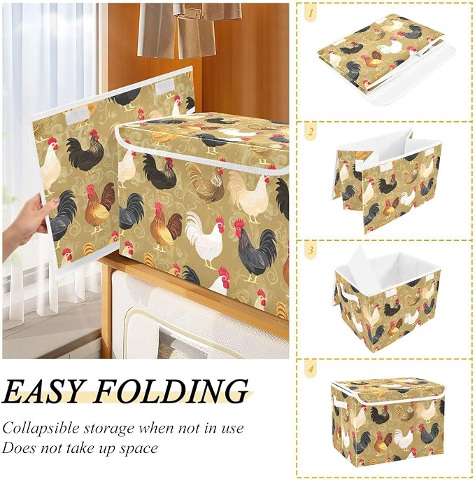 Art Pet Chicken Gold Stackable Storage Bins Organizer And Storage Lidded for Bed Sheet Under Bed