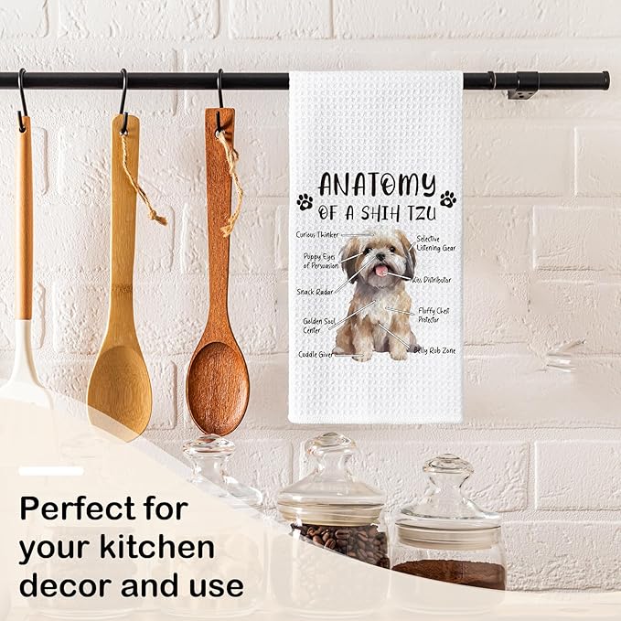 Funny Shih Tzu Kitchen Towels - Gifts for Dog Lovers, Hand Dish Towels, Anatomy Tea Towel, Room Decor for Home Kitchen Bathroom