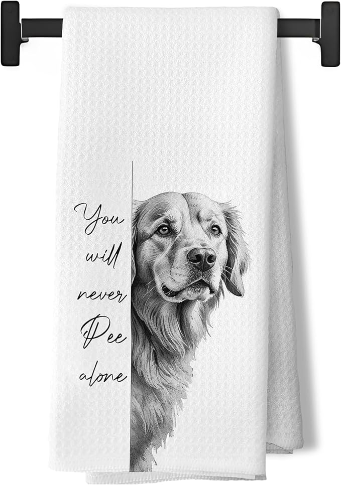 Golden Retriever Hand Towels for Bathroom Decor,Golden Retriever Gifts for Women,Black and White Dog Decorative Hand Towels for Washroom Restroom,16x24 Inch