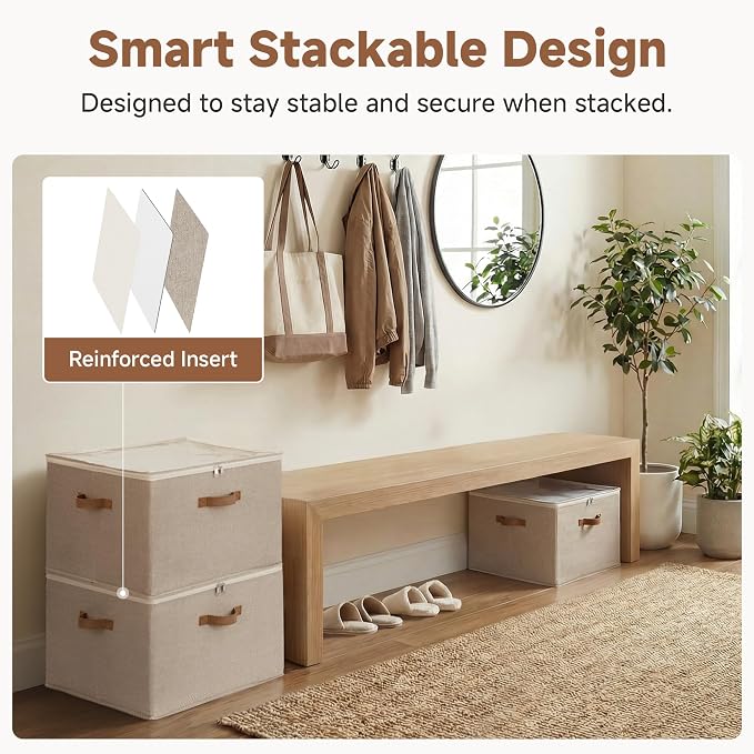 StorageWorks 2-Pack 32-Pair Shoe Storage Organizer for Closet, Taupe | Adjustable Dividers, Holds up to 16 Pairs Each, Foldable, Clear Lid, Soft Handles, Fits Flats, Boots & Heels, For Entryway