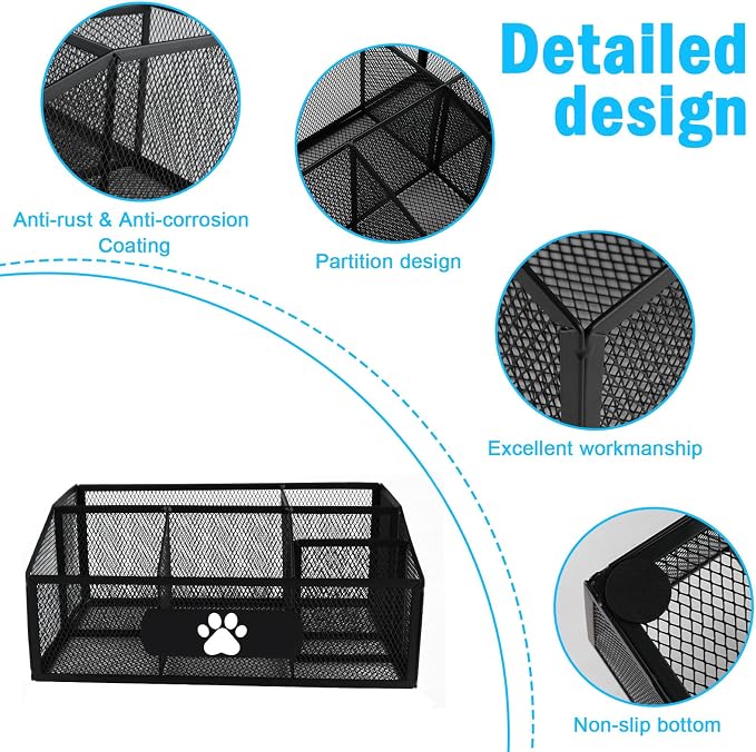 Pet Supplies Organizer Basket, Dog Waste Bag Holder and Grooming Storage Bin for Water Bottles, Nursing Bottles, Cleaning Supplies, Brushes, Combs and Pet Care Accessories