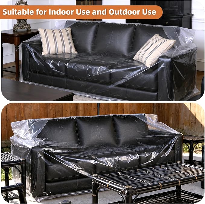 Yotelab Plastic Couch Cover for Moving and Storage, 92Wx42Dx62/41H Inch | Open, No Seal, Clear Moving Bags for Chair, Loveseat, Sofa, or Other Bulky Furniture