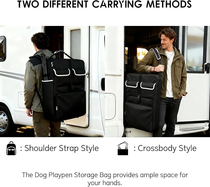 Dog Playpen Storage Bag - Fits 32" H 8 Panels & 9 Stakes, Heavy Duty 1680D Oxford + Shockproof Pearl Cotton, Ideal for RV Trips & Camping