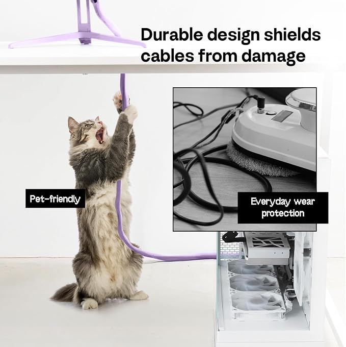 Pixio 10FT Tubing Cable Sleeve – Purple 1/2 inch Flexible Cable Management Sleeve for PC, Gaming, TV & Office, Wire Organizer for Desk Cable Cleanup