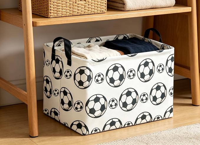 Rectangular Soccer Basket Storage Bin Organizer Box Room Decor for Home(Soccer)