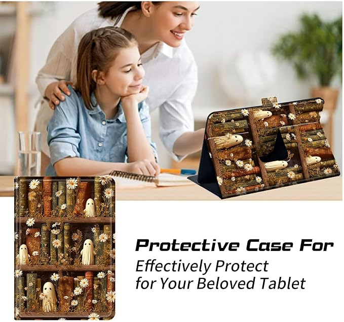 Universal Case for T-Mobile Revvl Tab 2 10.1" Model:9185W 2025/Revvl Tab 5G 10.36" 2023, 360 Degree Rotating Kickstand Protective Stand Leather Shell Cover for 9"-10.5", Books Flowers Pets