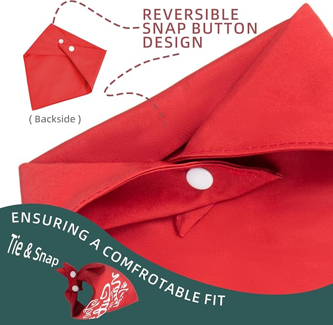Christmas Dog Bandanas - Too Cute for the Naughty List, Naughty & Nice Idea Funny Holiday Stocking Pet Scarf Gifts Solid Red, Small & Medium Breed, 5-25lbs