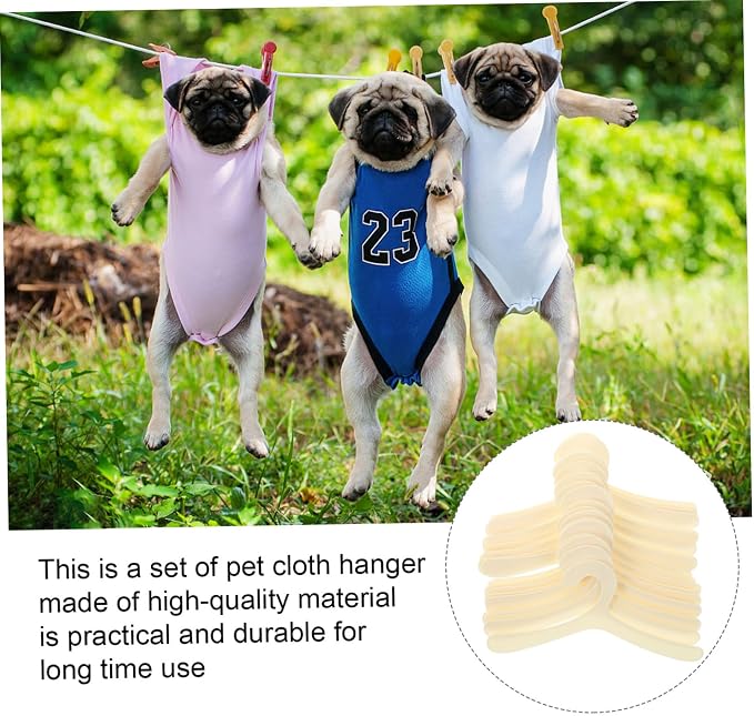 20Pcs Pet Clothes Storage Rack Plastic Hangers for Dogs Apparel | 19cm Size, Portable Carry Option, Keeps Clothing Neat and Organized, Practical Choice for Pet Owners