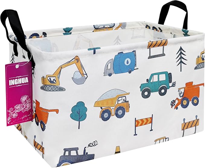 Rectangular Vehicles Storage Basket Fabric | Gifts Bag for Toys,Books,Clothes,Gifts,Pets-Perfect for Home,Office,Nursery,Dorm,Shelf