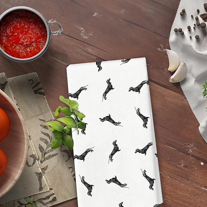Funny Dachshund Kitchen Towels - Dachshund Gifts for Women Dog Lovers, Dogs Kitchen Decor, Funny Wiener Dogs Dish Towels Dishcloths for Kitchen Bathroom Decorative 16x24