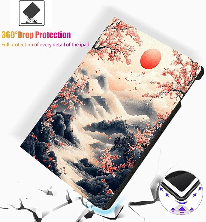 for Microsoft Surface Go 4/3/2/1-10.5" 2021 Tablet Case,Auto Wake/Sleep,Adjustable Stand Protective Cover - Chinese Style Landscape