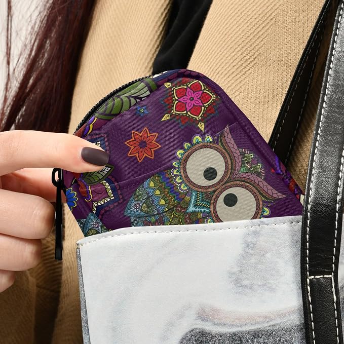 Ollabaky Mandala Floral Owl Pill Organizer Travel Pill Cases Bag Portable Pill Container 7 Days Pill Box Organizer Vitamin Supplement Holder with Zipper for Family Business