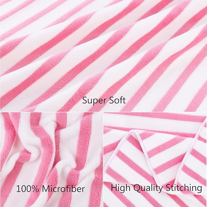 JML Beach Towels, Microfiber Bath Towel (6 Pack, 30" x 60") Cabana Stripe Absorbent, Quick Dry Bath Towel Set for Adults, Travel, Summer Holiday, Sport, Swimming, Pool, Yoga, Camping, Stripe Pink