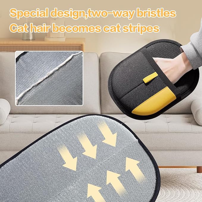 Rhino Ben Pet Hair Remover, Reusable Electrostatic Pet Hair Remover,Double Sided Pets Grooming Gloves,for Cat,Dog,Clothing,Couch,Furniture,Carpet,Car Seat