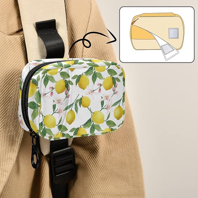 Watercolor Floral Lemon Pill Box 7 Day Pill Case Travel Pill Organizer Bag with Zipper Portable Weekly Case Compact Size for Vitamin Supplement Holder