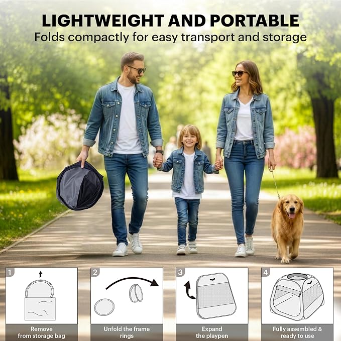 LAFYETTE. - US Based, Portable Cat Playpen, Trapezoidal Stable Design, Foldable Pet Tent for Indoor Outdoor Use, Cat Dog Play Enclosure, Kitten Puppy Kennel Crate, Pet House, Easy Setup, 33" x 26.5"