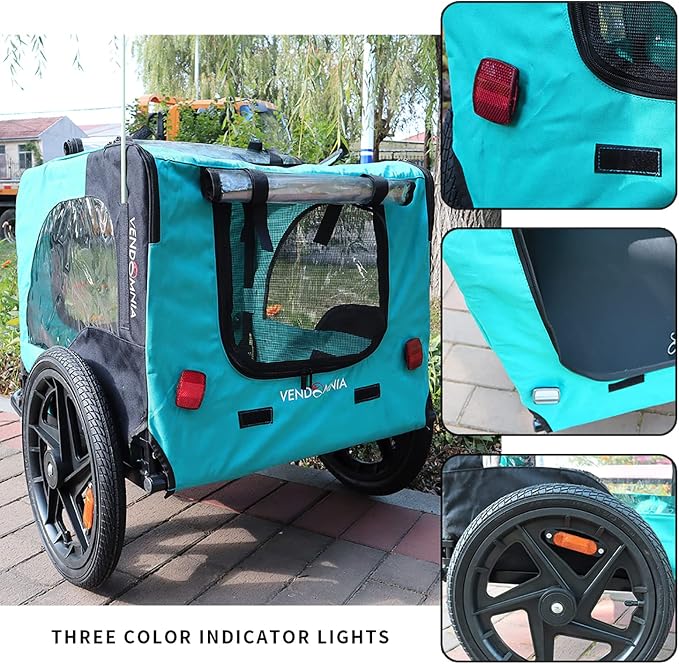 ZeHuoGe Pet Bike Trailer for Small to Medium Pets, Pet Cart Bicycle Wagon,23.62”x17.71” Roomy Cabin, Foldable & Portable, Universal Fit for 20”-29” Bikes
