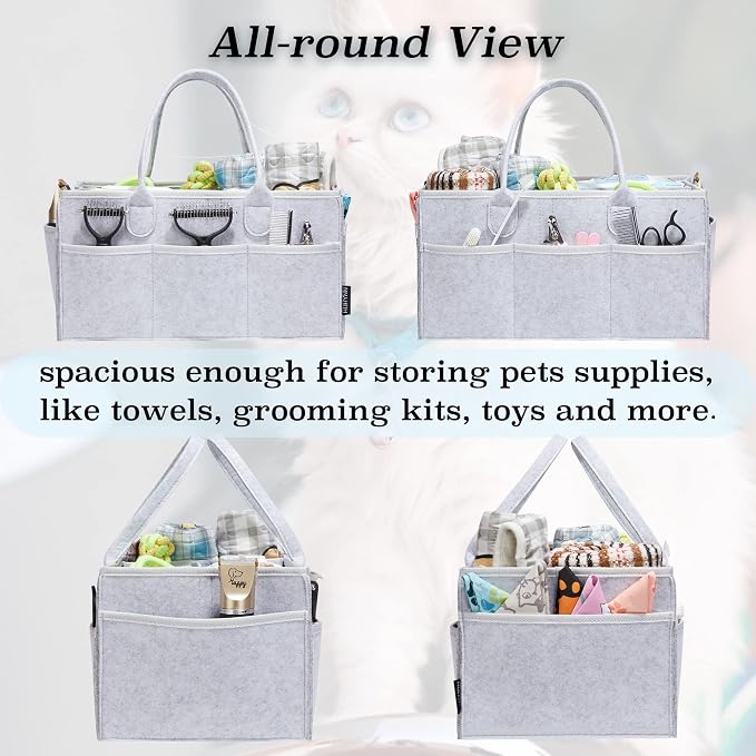 Pet Grooming Tote, Dog Grooming Supplies Organizer, Travel Outdoor (Bag ONLY) (Sliver Grey)