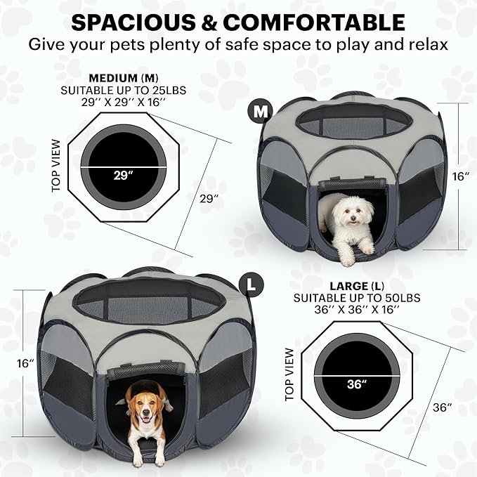 LAFYETTE. - USA Based, Dog Cat Playpen, Puppy Kitten Pet Playpen Indoor Outdoor, Portable Pop Up Dog Kennel Tent Crate Cage for Dog Cat Rabbits, Foldable Pet Enclosure, Removable Top Cover, 29" x 16"