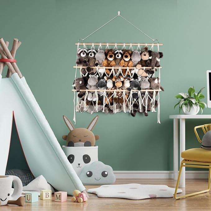 Over Door Stuffed Animal Storage Net Hammock Wall Hanging Toy | Organizer Holder Display Hanging Plush Toy Net for Corner Wall Stuffed Animal Storage display 29.9" H x 31.5" W