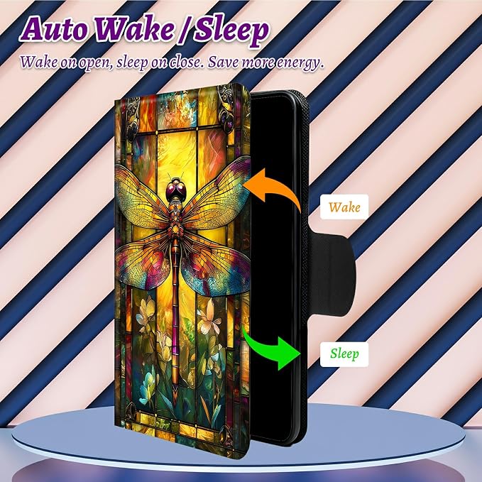 Rotating Handle Case for Samsung Galaxy Tab S10 Plus 2024/S9 FE+/S9 Plus 12.4 Inch 2023, 360 Degree Swivel Kickstand with Magnetic Closure Leather Protective Cover, Retro Dragonfly