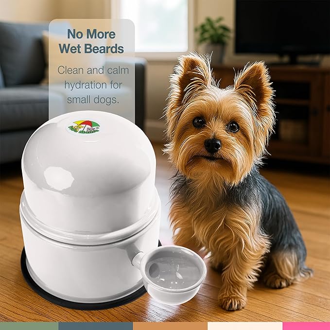 Pet Water Dispenser for Dogs and Cats, 47.3 oz – Gravity-Fed Aluminum Water Bowl, Prevents Wet Fur, Provides Continuous Fresh Water, Electrostatic Coated Finish, (White)