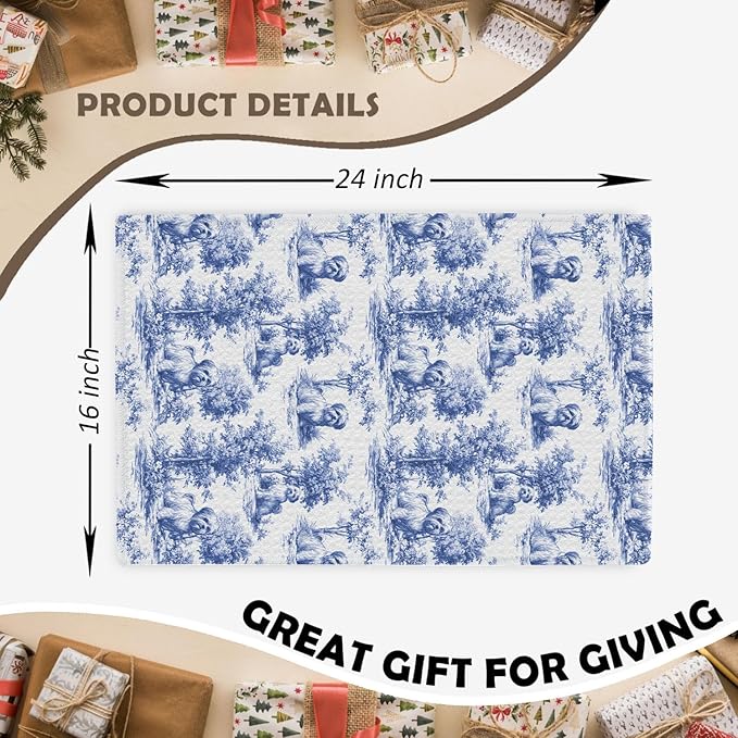 Shih Tzu Kitchen Dish Towels,Blue and White Floral Dog Towel Dish Tea Towels, Chinoiserie Decor for Kitchen Bathroom,Shih Tzu Gifts for Dog Lover Mom Dad,16x24 Inch