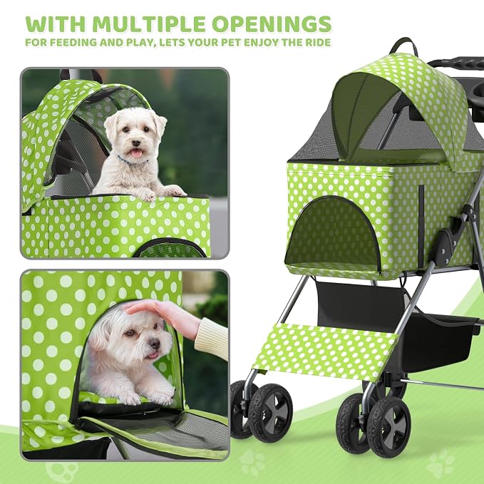 Magshion 3-in-1 Foldable Pet Stroller for Small to Medium Dogs and Cats | Dog Travel Jogger with Detachable Carrier, Cup Holder & Storage Basket, For Small/Medium Dogs & Cats Up to 33 lbs