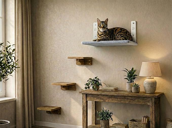 OtterPets Cat Wall Bed, Foldable Cat Wall Hammock with Plush Washable Cover | 35 lb metal support; plush washable cover; hardware for drywall, studs and concrete, cat wall shelf, wall mounted cat bed