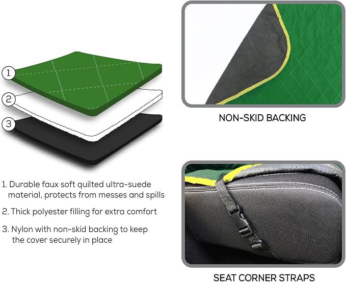 JOHN DEERE PET CAR SEAT COVER for DOGS & CATS. Licensed SEAT PROTECTOR for Construction, Tractors, John Deere Fans! Drive your PET in-style with the Pets First CARSEAT VEHICLE PROTECTOR