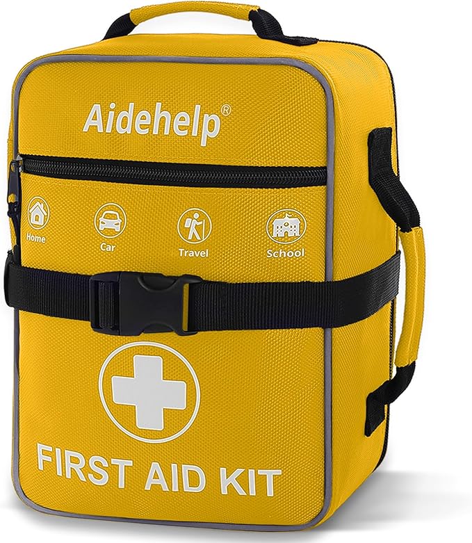 520 Pieces Premium First Aid Kit - Large Emergency Medical Kit for Survival, Car, Home, Travel, Camping, Backpack, Hiking, School (Yellow)