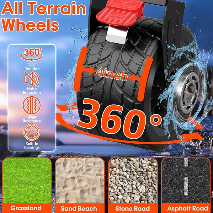 52.4" L Extra Large Collapsible Wagons Carts Foldable, 450lbs Heavy Duty Folding Beach Wagon with All-Terrain Big Wheels, Utility Wagon Cart for Groceries, Outdoor Camping, Shopping, Beach, Garden