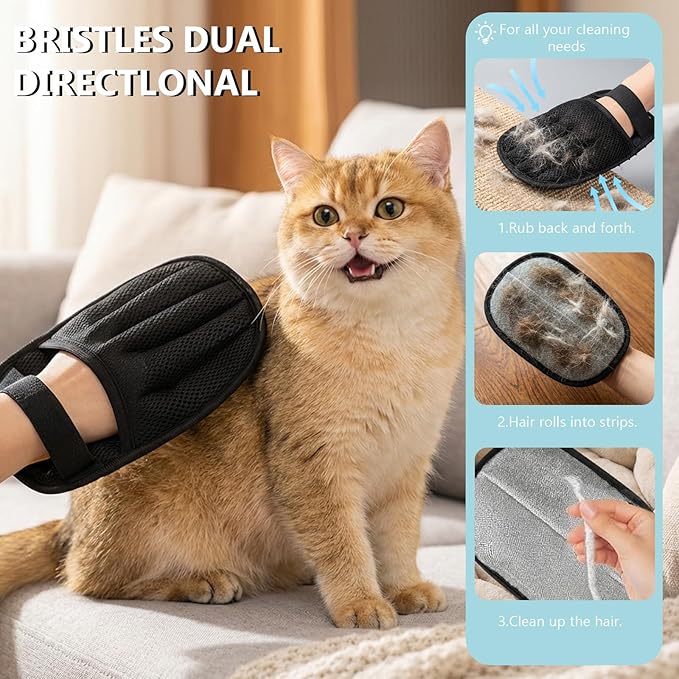 Luszmoax Pet Hair Glove for Cats & Dogs,Newly Upgraded Five-Finger Electrostatic Reusable Magic Brush,Pet Hair Remover Glove for Laundry for Pet Hair Remover Tool on Carpet,Clothing,Couch,Car Seat