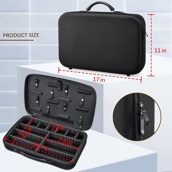 Barber Clippers Briefcase, 17-inch Hair Cutting Supplies Bag | For Groomer, Trimmer Razor Storage Case for Men, Pet Grooming Kits Organizer for Ufree/for Wahl/for Andis - Black