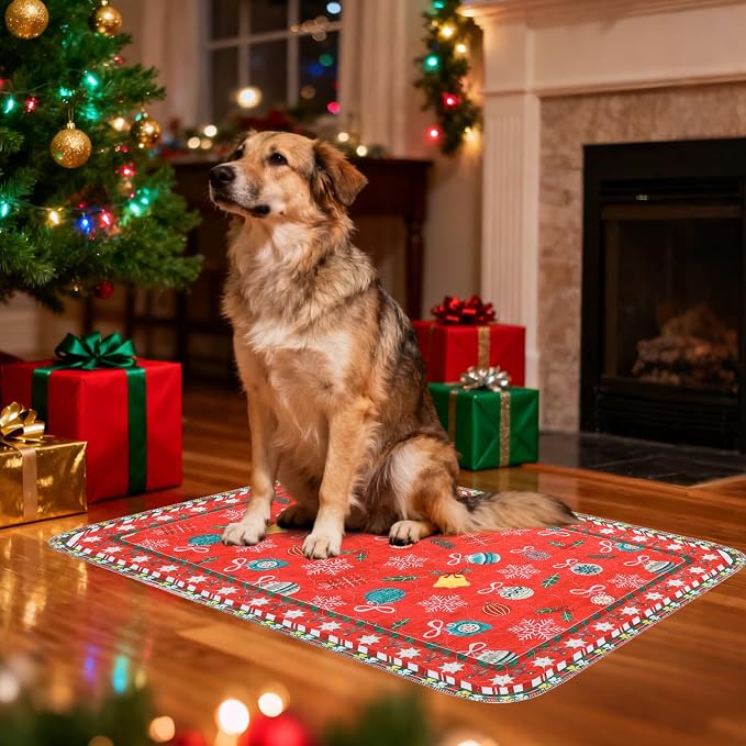 Washable Pee Pads for Dogs, 2 Pack Christmas Pet Mats, Super Absorbent Reusable Puppy Training Pads Waterproof,Nonslip Leak-Proof Dog Pee Pad,Large Whelping Pads for Floor,Crate,Couch,36"*41"
