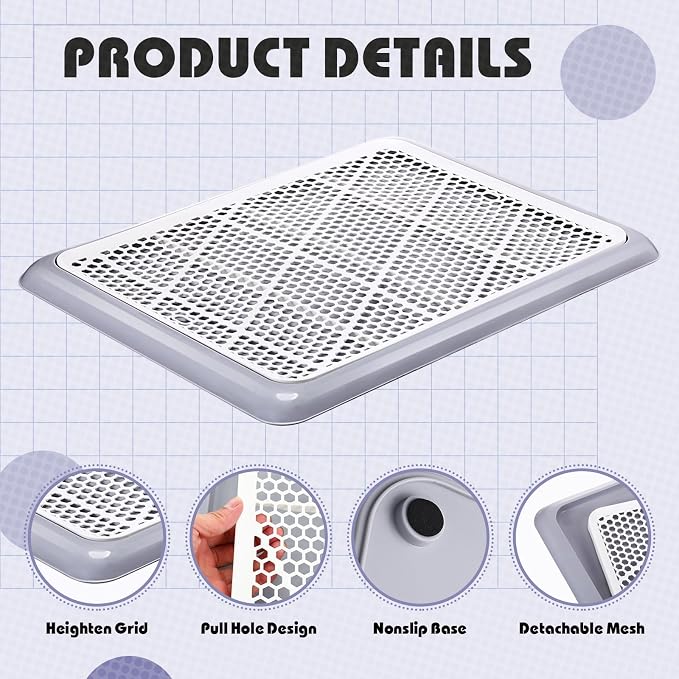 Mifoci Dog Training Pad Holder with Mesh Tray Non-Slip Leak Proof Puppy Potty Tray for Small Medium Large Dogs Pee Pad Holder Easy Clean Indoor Bathroom(19.69 x 14.17 Inch)