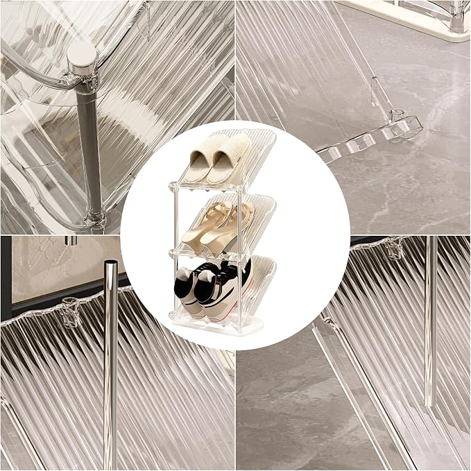 YYW Transparently Narrow Shoe Rack, Vertical Shoe Rack for Entryway Corner | Small Shoe Storage Organizer, Save Space Slim Shoe Shelf for Front Door Entrance, Easy To Assemble, PET Material