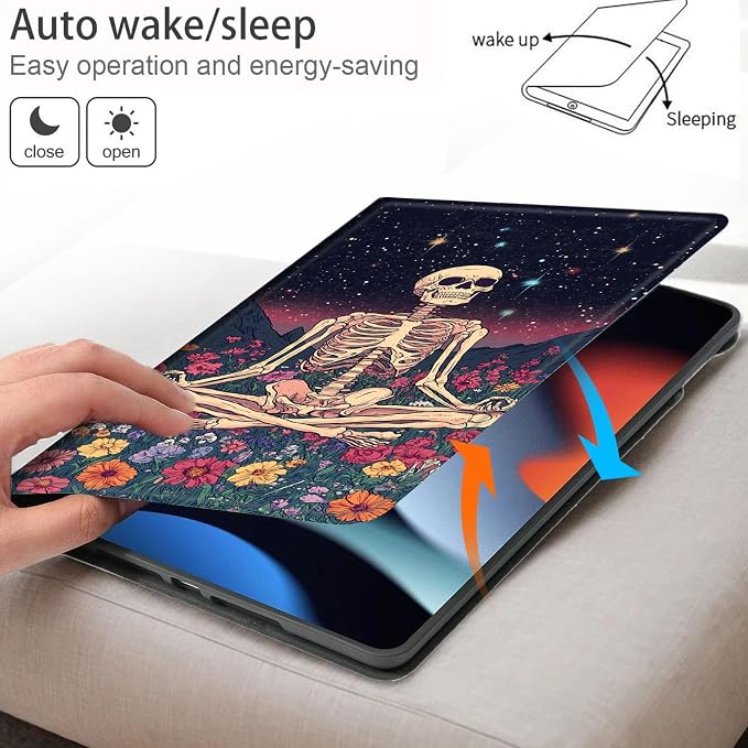 Bxgolkgd Tablet Case for Samsung Galaxy Tab S8/S7 11 Inch(2022/2020),Shockproof Stand Cover with Heat Dissipation,Auto Wake/Sleep Function,Skeleton Yoga Starry Sky
