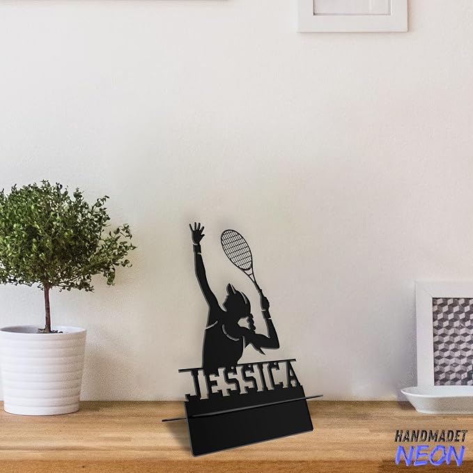 Personalized Tennis Serve Phone Holder, Custom Name Metal Desk Stand, Athlete Accessories Dock, Tablet, Smartphone Display Stands, Gifts for Fans, Sport Lovers, Teens, Christmas