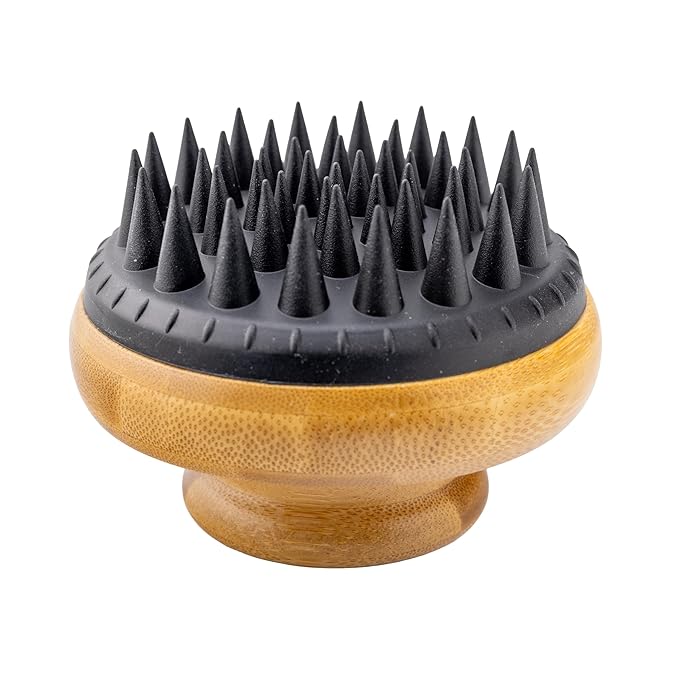 Doggy Style Bamboo Bath Scrubber with Soft Silicone Bristles, Large Size, Pet Scrubber for Shedding, Bathing & Massaging, Eco-Friendly, Large Dog Grooming Brush