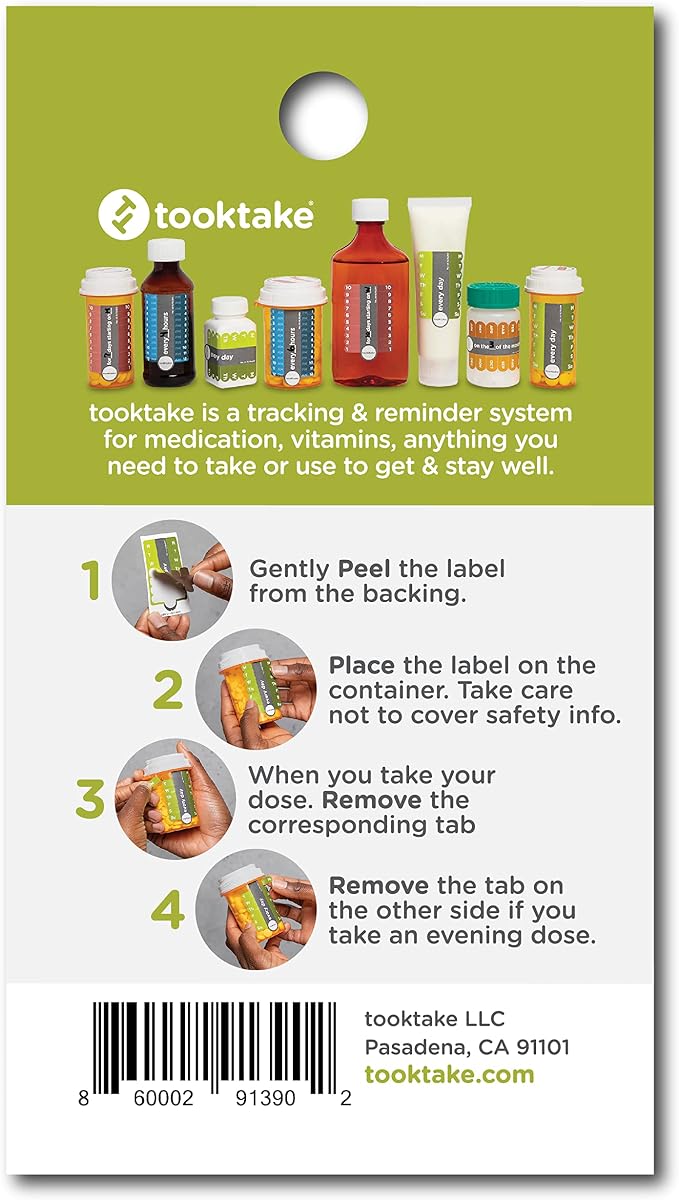 TOOKTAKE Daily Tracking Stickers for Vitamins & Medication in Any Form,Vitamin Organizer,Easy Pill Tracker,Daily Pill Organizer,Medicine Organizer,Weekly Pill Box,7 Day Week, AM/PM,Day & Night