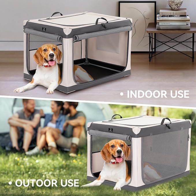 A 4 Pet 30-in Collapsible Soft Dog Crate, Medium Dogs, Travel | patented screw frame, Lockable zippers, waterproof base, washable cover,outdoor/indoor/car
