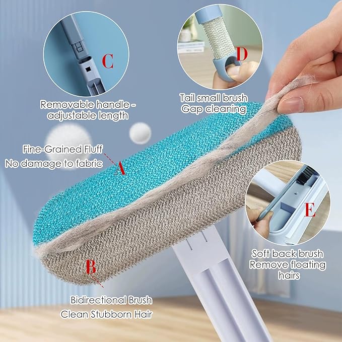 Pet Hair Remover for Furniture, 17.3Inch, Reusable Lint Brush for Dog and Cat Hair - Multifunctional Fur Removal Tool, Gentle on Couches, Carpets, Car Seat, Clothes, Bedding(2 Pack)