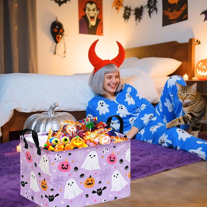 Halloween Storage Basket Home Shelf Basket Rectangle Organizer Box Clothes Laundry Hamper Nursery Bin Gift Laundry Basket with Handles