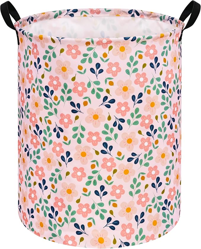 MAIZMZ Girls Storage Basket,Room Decor Laundry Hamper,Waterproof Clothes Organizer for Women Toy Box Large Canvas Collapsible Chest for Home/Dorm/Kitchen/Pet/Office/Closet/Shelf/Gifts