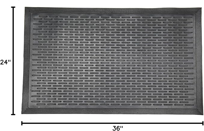 Ottomanson Waterproof Rubber Outdoor Doormat – Heavy-Duty Non-Slip Rubber Floor Mat with Ridge Scraper Pattern, All-Weather Front Door Entry Mat for Mud & Dirt Control – 24" x 36", Black