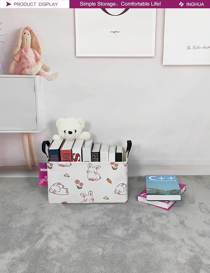Rectangular Rabbit Storage Basket Gift Bag | Gifts Bag for Toys,Books,Clothes,Gifts,Pets-Perfect for Home,Office,Nursery,Dorm,Shelf