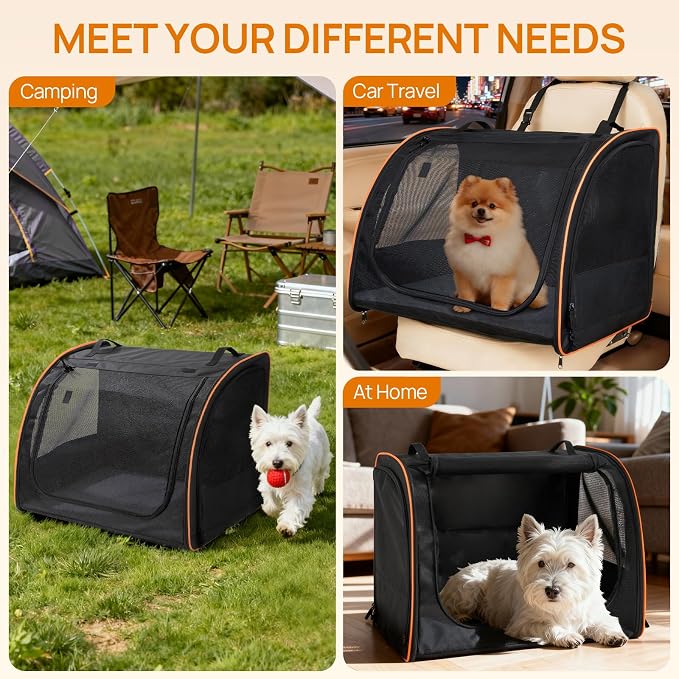Dog Car Seat, Enclosed Carrier for Pets Travel Safety Dog Crate Soft-Sided Covered Car Kennel Carrier for Backseat for Medium Dogs
