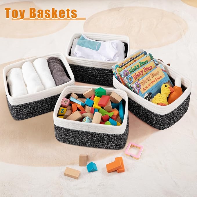 OIAHOMY 4 PACK 7L Storage Baskets for Organizing Storage Bins Black | Small Bins for Shelves Small Storage Basket Shelf Baskets Organizer Baskets for Gifts Empty Cute Decorative Storage Bins