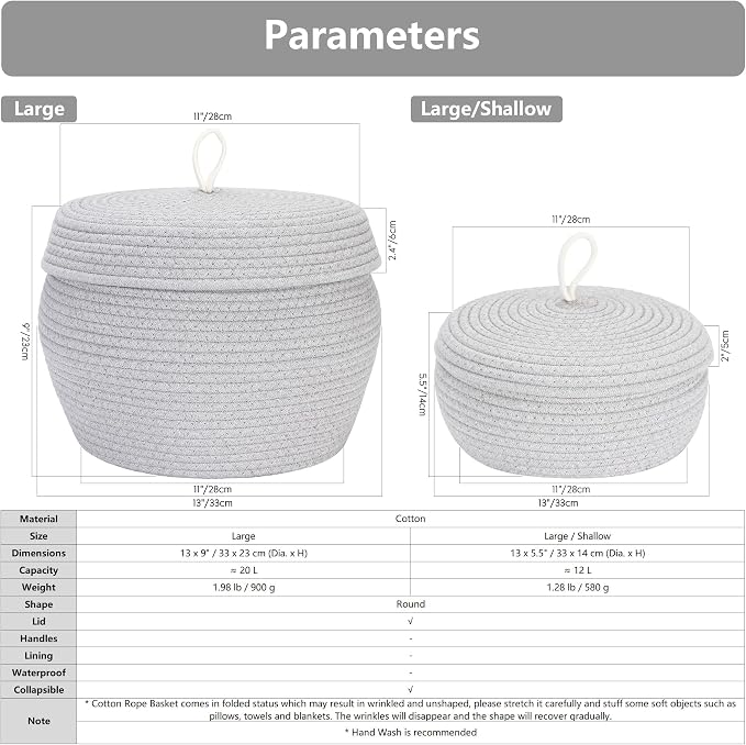 Sea Team Round Woven Cotton Rope Storage Basket with Lid, Pink | Lidded Knitted Decorative Storage Bin, Pot, Caddy, Organizer, Container for Snacks, Towels, Plants, 13 x 9 Inches
